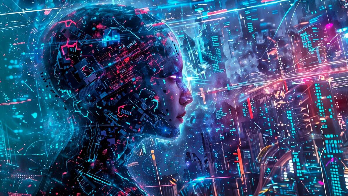 Digital art of ai technology background