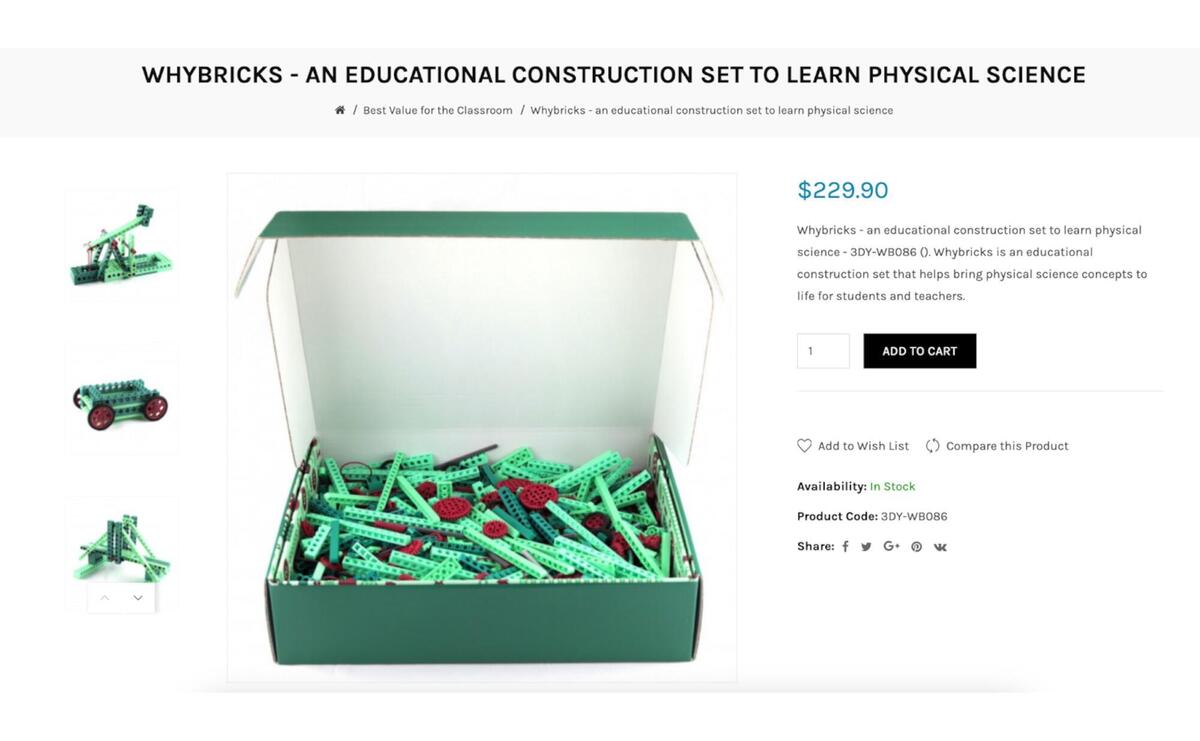 Screenshot from The STEM Store's website