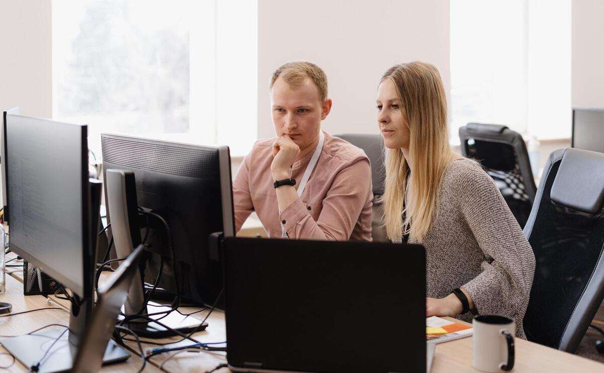 Group of young business people working in the office