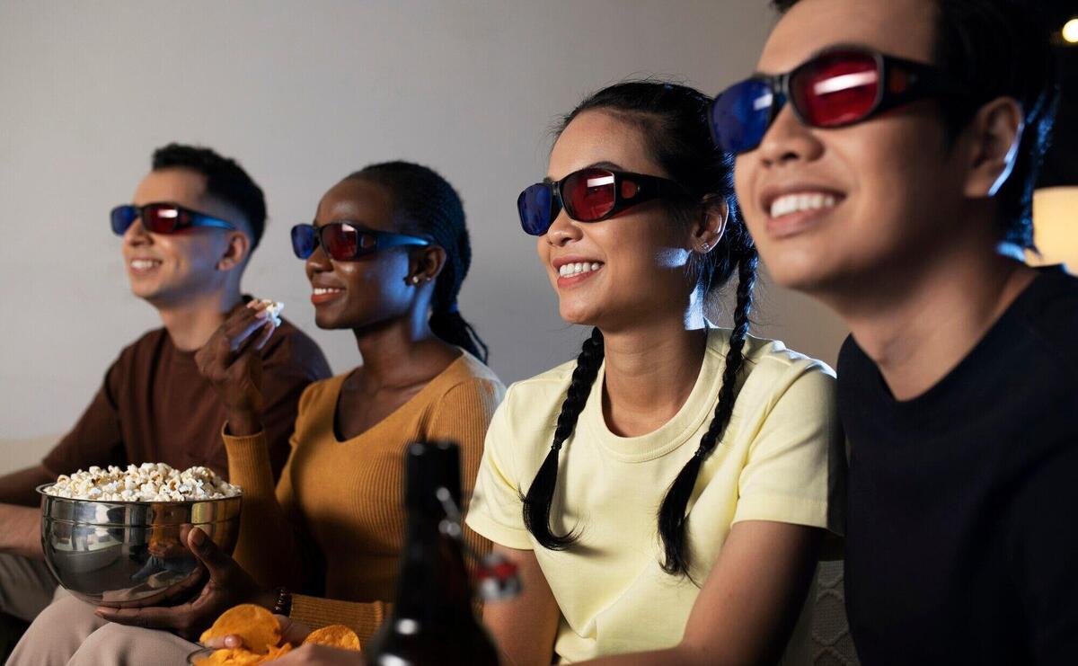 Close up smiley friends wearing glasses