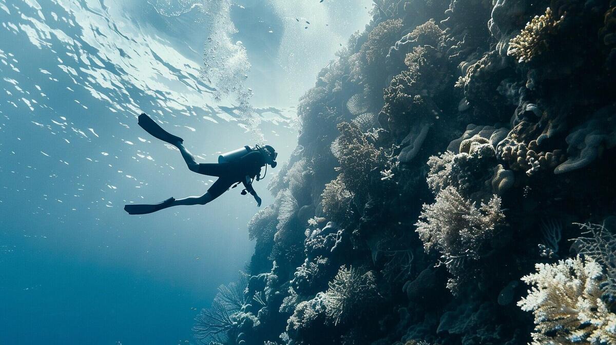 Scuba diver surrounded by beautiful underwater nature