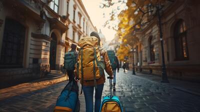 Tourist carrying baggage