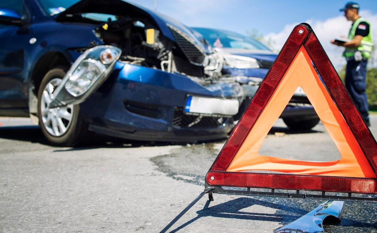 Road accident with smashed cars