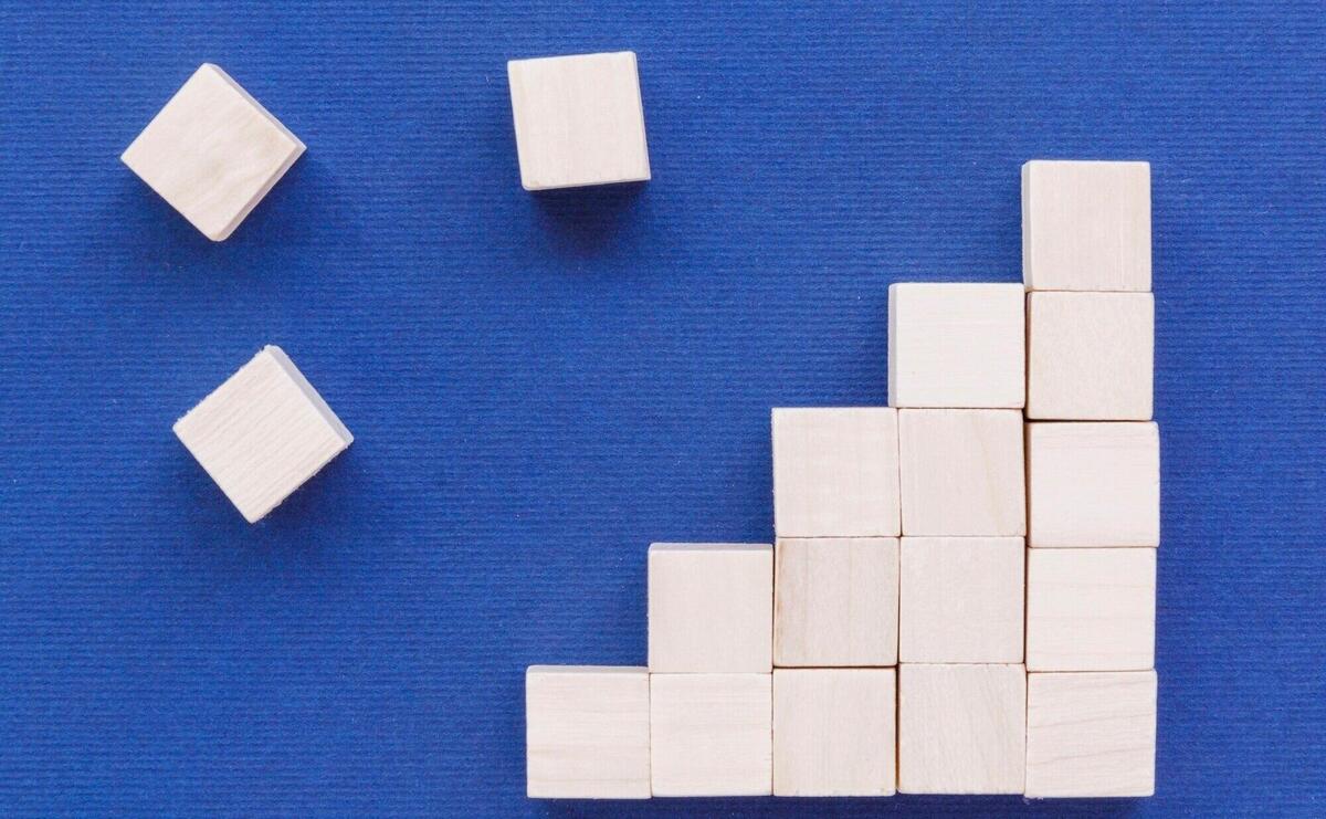 Flat lay of wooden blocks