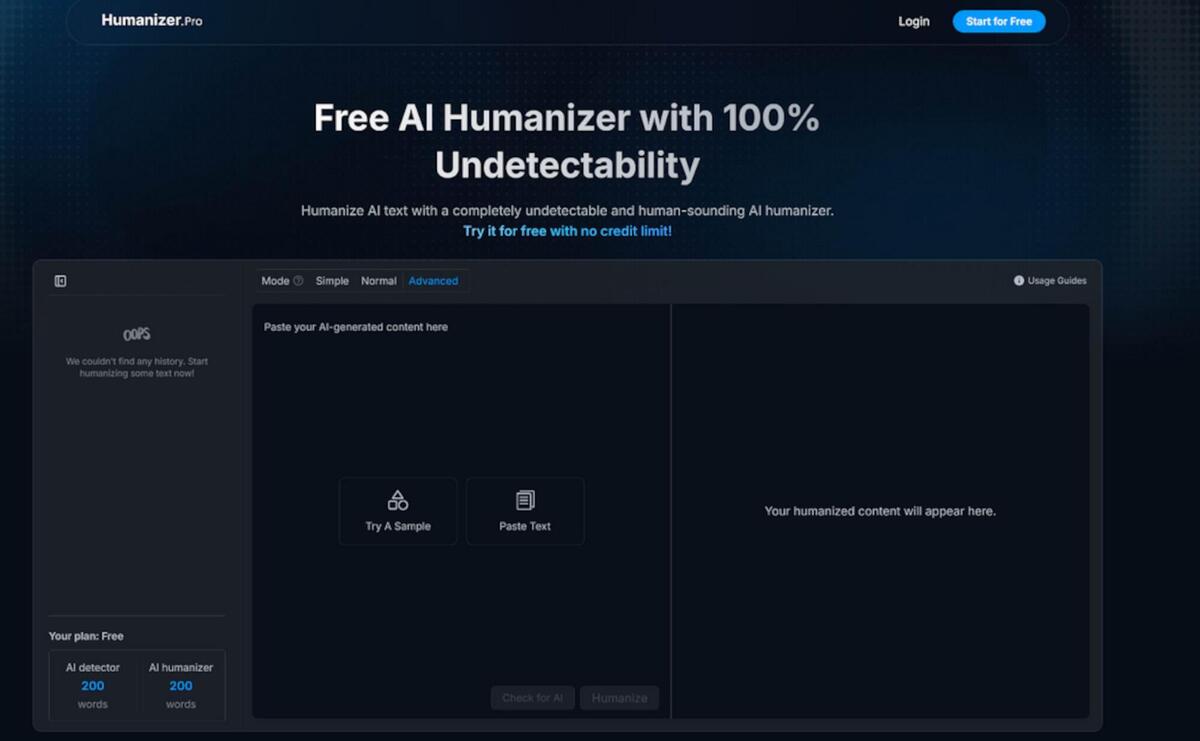 Screenshot from Humanizer Pro's website