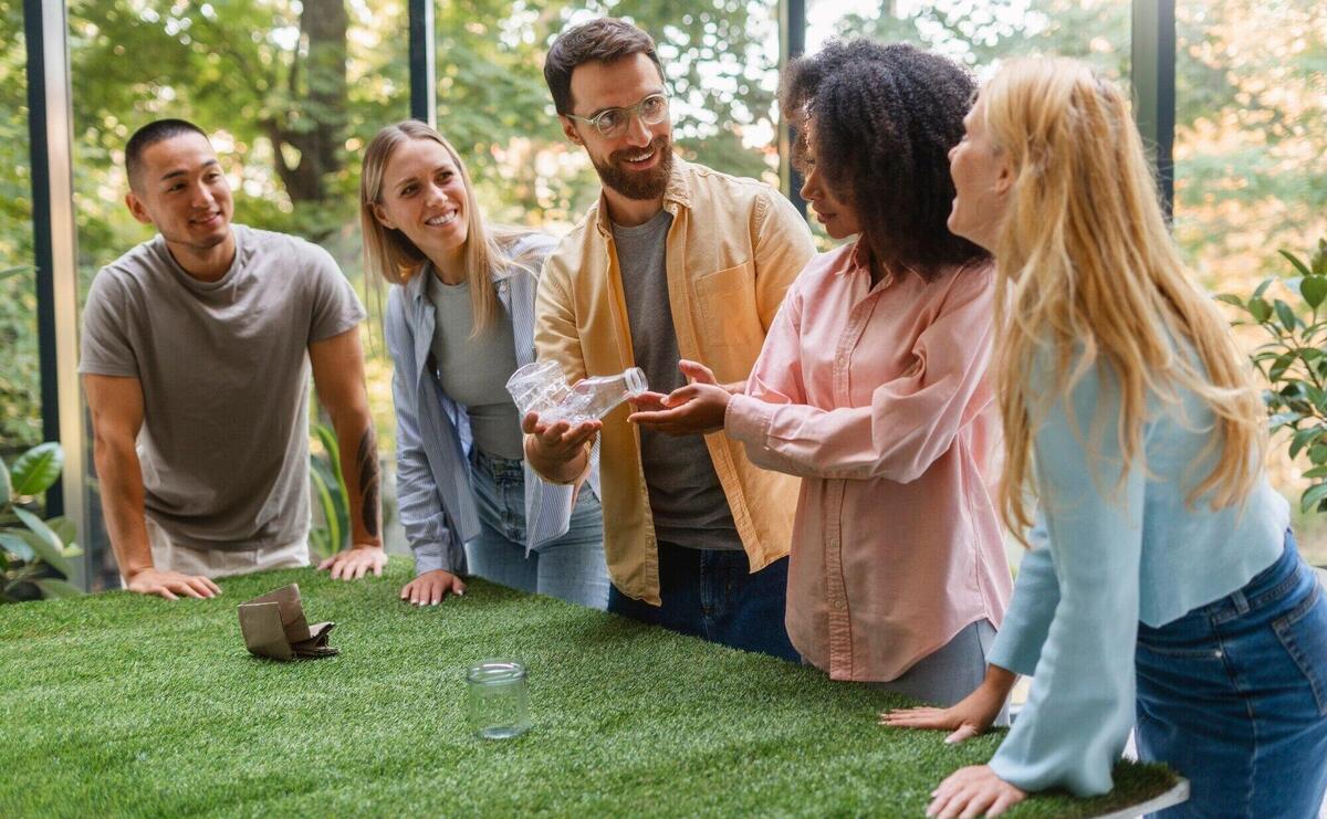 People working in tech brand together