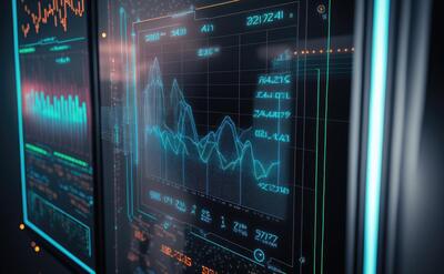 Stockmarket online trading chart candlestick on crypto currency platformComputer screen closeup background Ai generative