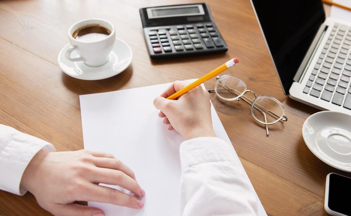 Close up of caucasian female hands working in office business people