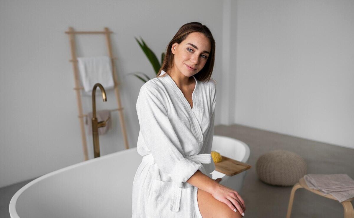 Young woman preparing for her bath time