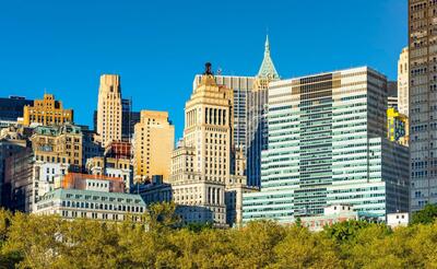 Skyscrapers high buildings of New York downtown USA