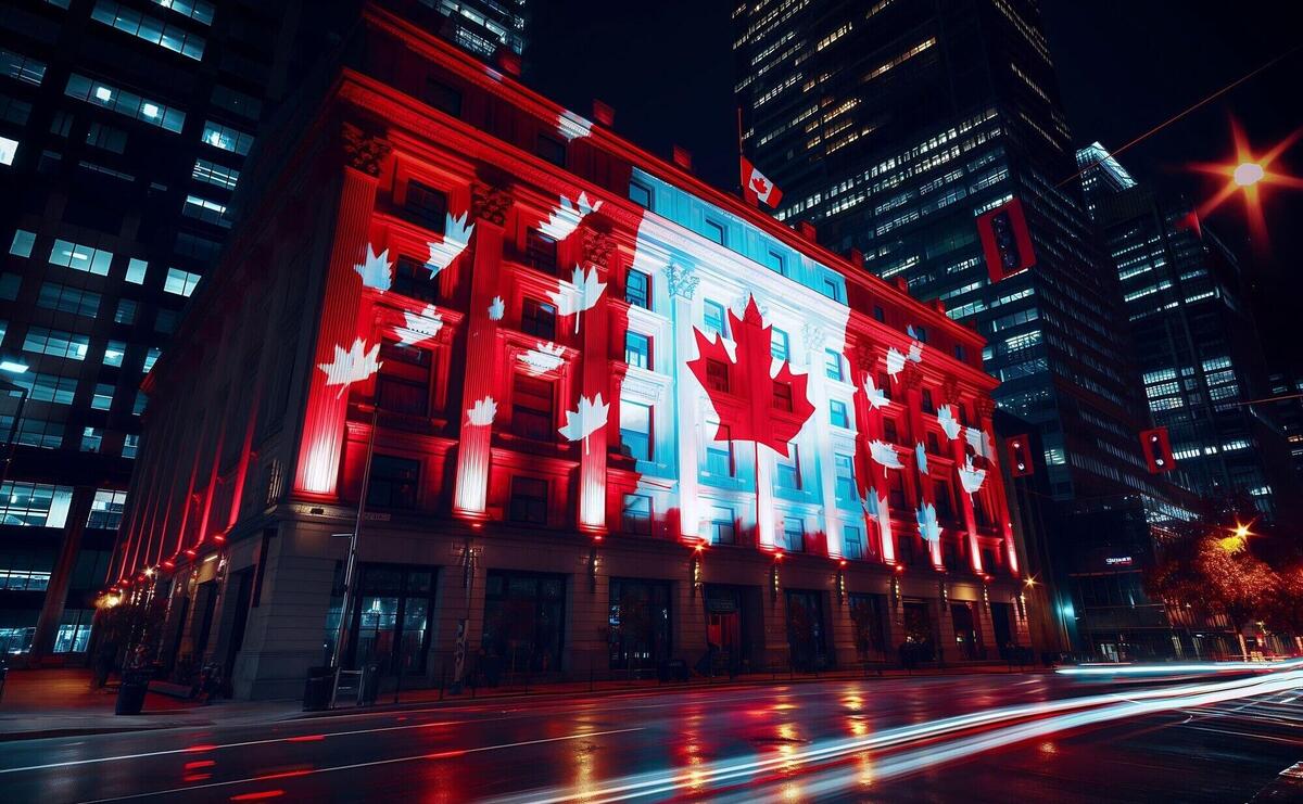 Canada day celebration with maple leaf symbol