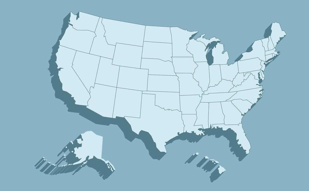 Flat design usa outline map