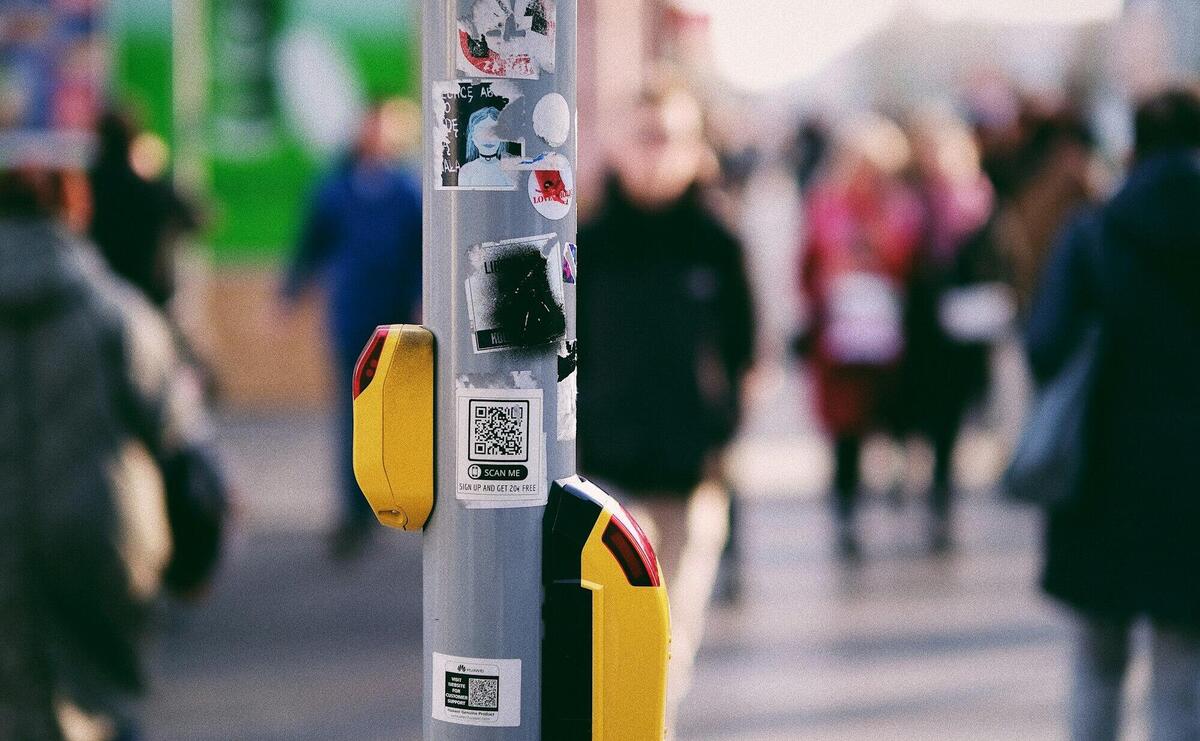 Stickers on a Metal Pole