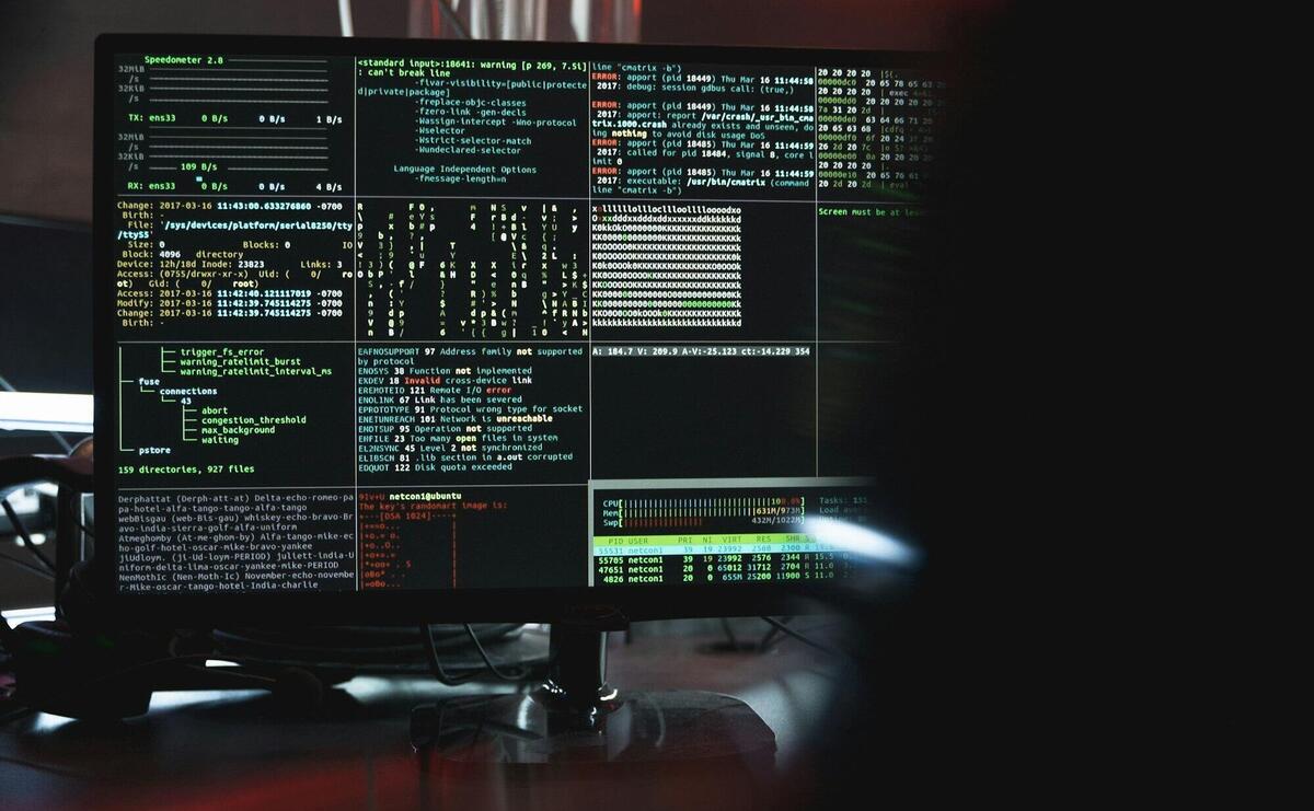 Close-Up View of System Hacking in a Monitor