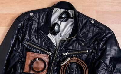 Men casual trendy fashion with Black jacket and accessories