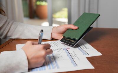 Top view over green card application